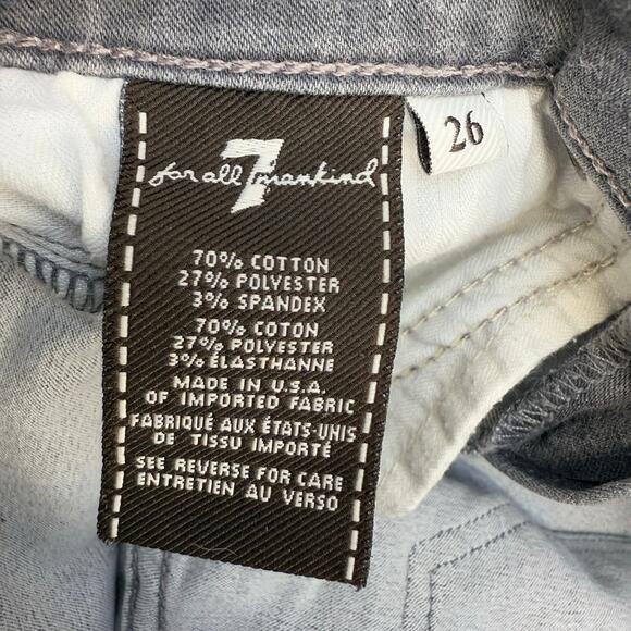 7 For All Mankind Jeans Women's 26 (2) Grey The Skinny 26 Ankle Zip Normcore - Picture 8 of 15